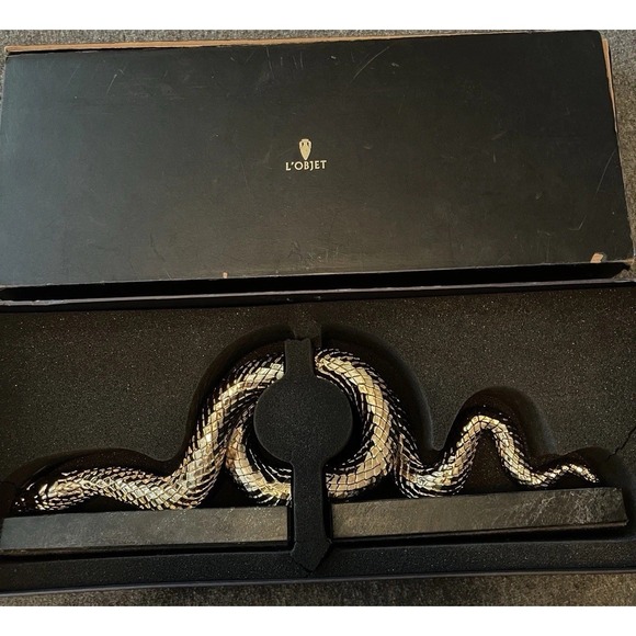 L'Objet Snake Bookend 2 piece Set 24k Gold Plate